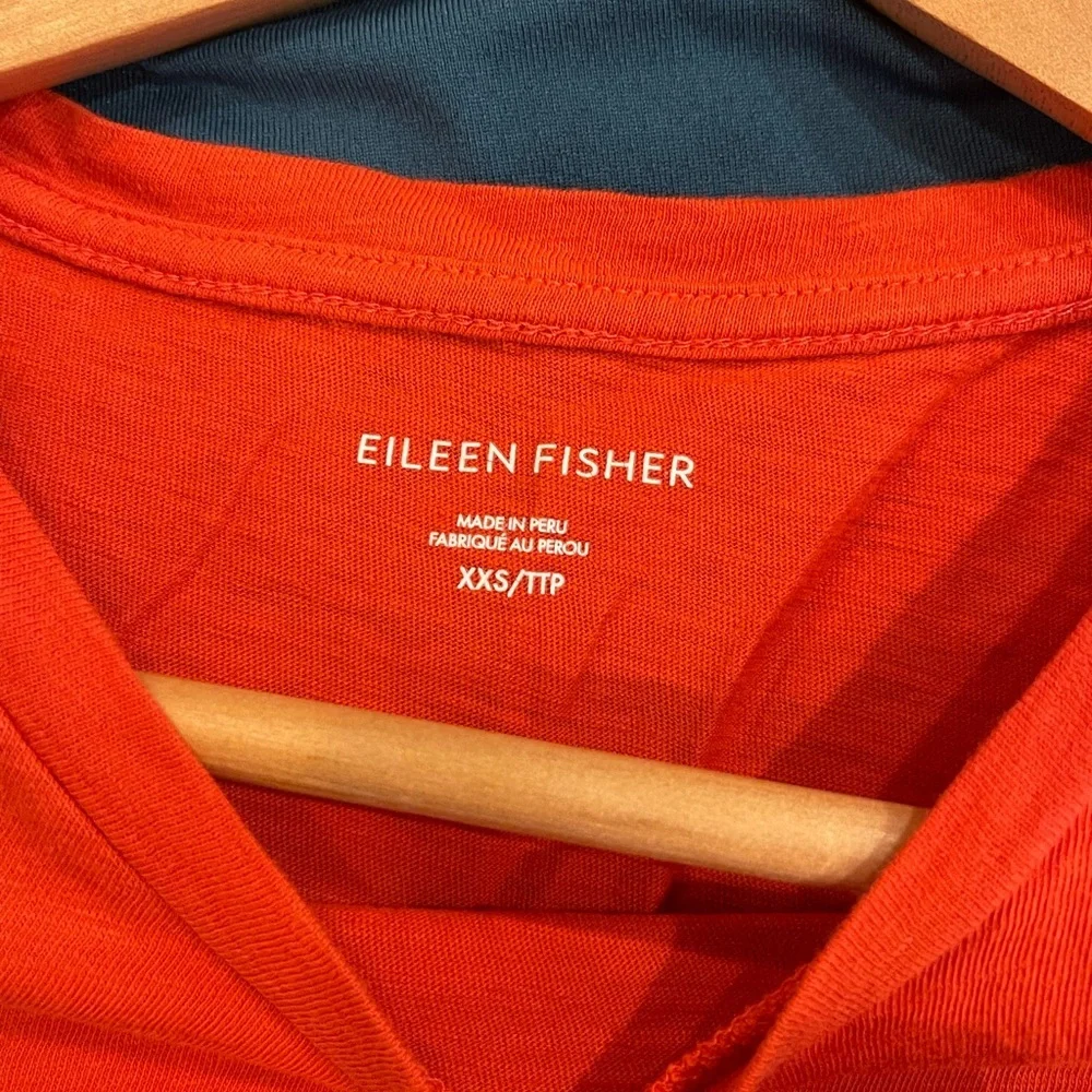 Eileen Fisher Orange Short Sleeve Tee 100% Organic Cotton - Picture 3 of 4